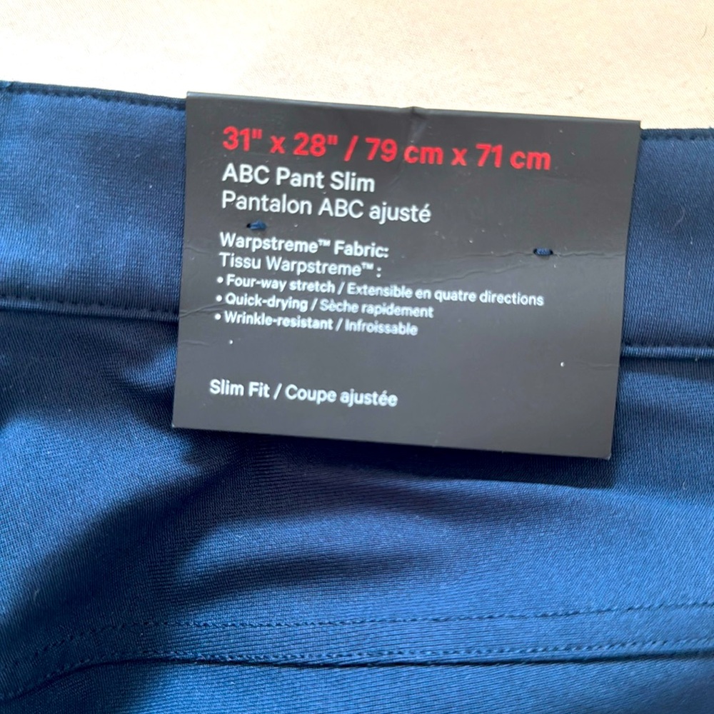 Lululemon NWT Men’s ABC Pant Slim 28”L 31 waist NAVY